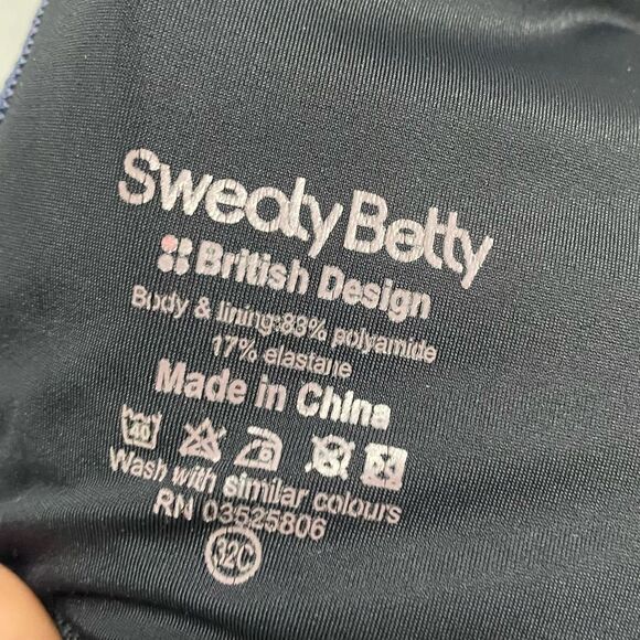 Sweaty Betty Victory Run Bra Blue/Black Mesh Back Back Clasp Racer Back 32C - Picture 6 of 7